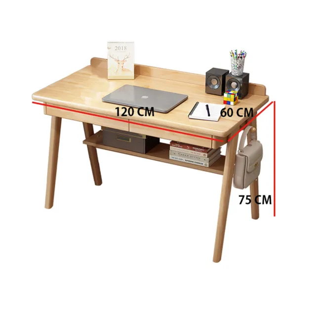 【HappyLife】日式實木書桌 雙抽屜 120公分 Y10758(電腦桌 工作桌 餐桌 桌子 木桌 實木桌 木頭桌 辦公桌)