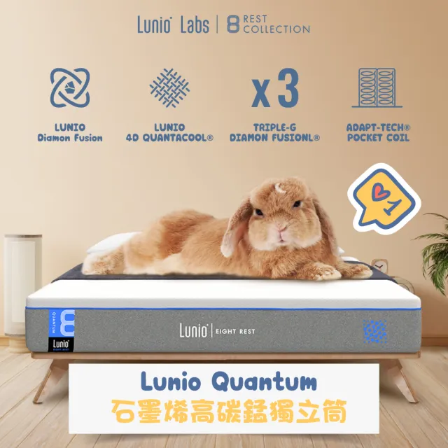 【Lunio】Quantum石墨烯雙人6X7尺獨立筒床墊(石墨烯高碳錳鋼 涼感透氣 高衝擊耐壓)