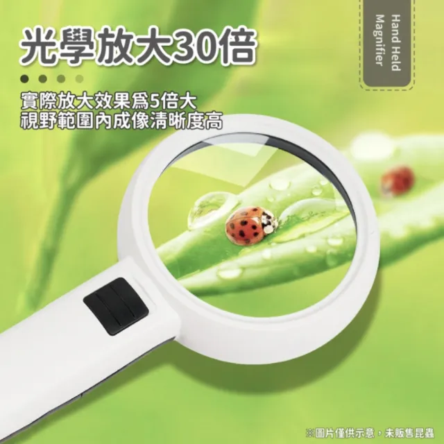 30倍手持放大鏡110mm(加厚雙鏡片 LED燈 閱讀 高倍數放大鏡 放大鏡 magnifier)