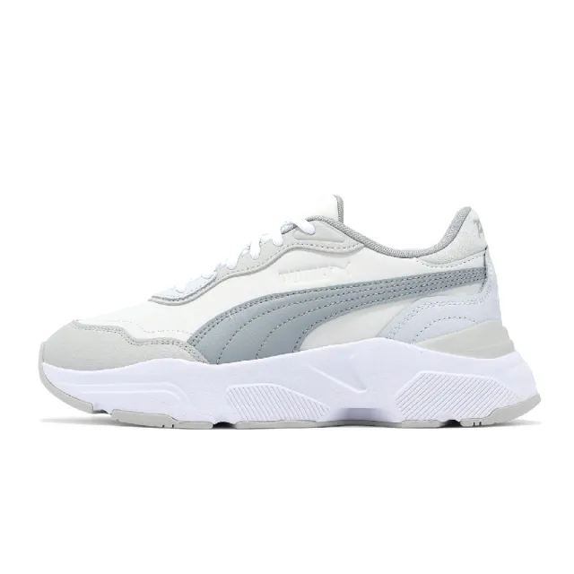 【PUMA】休閒鞋 Cassia Rose 女鞋 灰 白 低筒 皮革 緩衝 厚底 老爹鞋(393912-05)