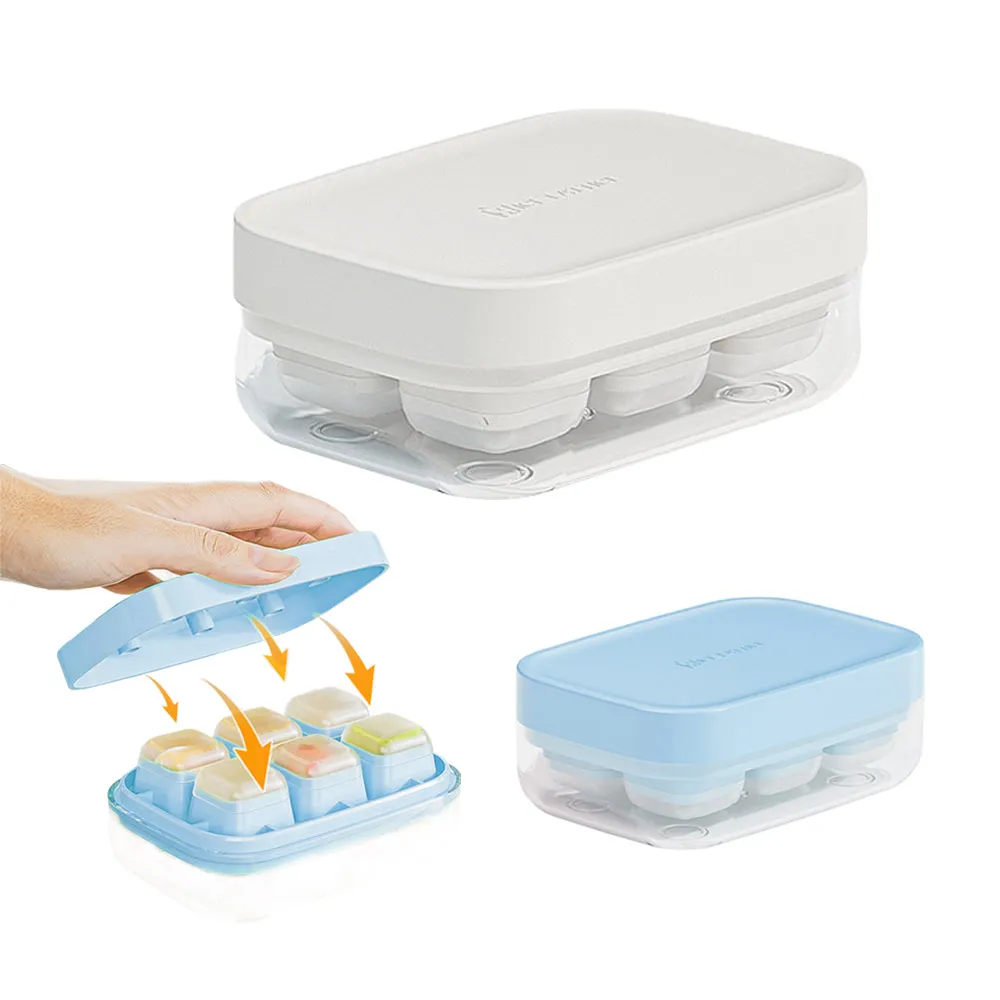 【kingkong】一秒脫冰6格按壓冰盒 食品級冰塊模具(方塊製冰盒)