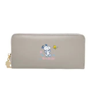 【OUTDOOR 官方旗艦館】史努比SNOOPY-花漾友誼-拉鍊長夾-灰 ODP22K02GY