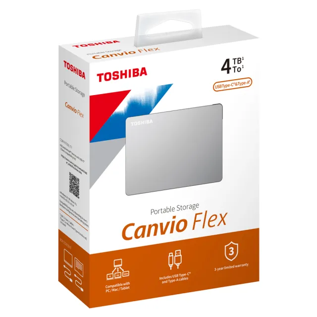 【TOSHIBA 東芝】Canvio Flex 4TB Type-C 2.5吋 行動硬碟