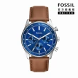 【FOSSIL 官方旗艦館】Sullivan系列 大錶面三眼指針手錶 真皮/矽膠錶帶 44MM(多款多色可選)