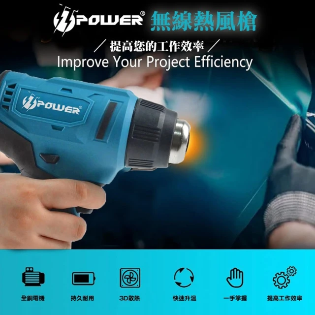 TT-POWER 無線熱風槍單檔控溫(含通用牧田18v5.0 Type-c版電池Type-c線)