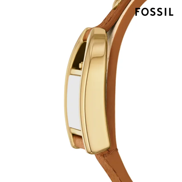 【FOSSIL 官方旗艦館】Harwell 義式拼色馬鞍指針女錶 棕色x燕麥色真皮錶帶手錶 28MM ES5346