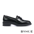 【BYHUE】簡約質感B字大釦全真皮軟芯樂福厚底鞋(黑)