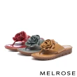 【MELROSE】美樂斯 質感花朵造型全真皮夾腳厚底拖鞋(紅)