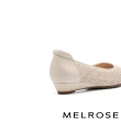 【MELROSE】美樂斯 氣質編織鏤空羊皮尖頭楔型低跟鞋(白)