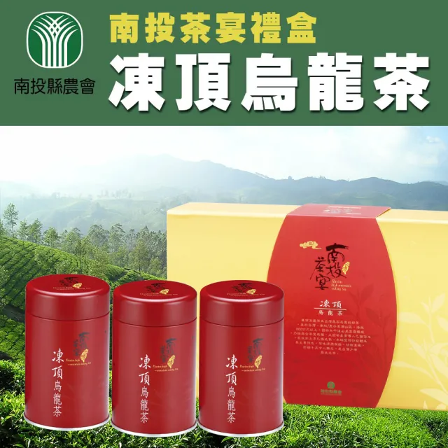 【農會】南投縣農會 南投茶宴 凍頂烏龍茶禮盒100gx3罐/盒(共0.5斤 附提袋 伴手禮. 年節禮盒)