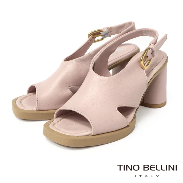 TINO BELLINI 貝里尼 波士尼亞進口寬皮面高跟涼鞋FSMO005(粉紅)