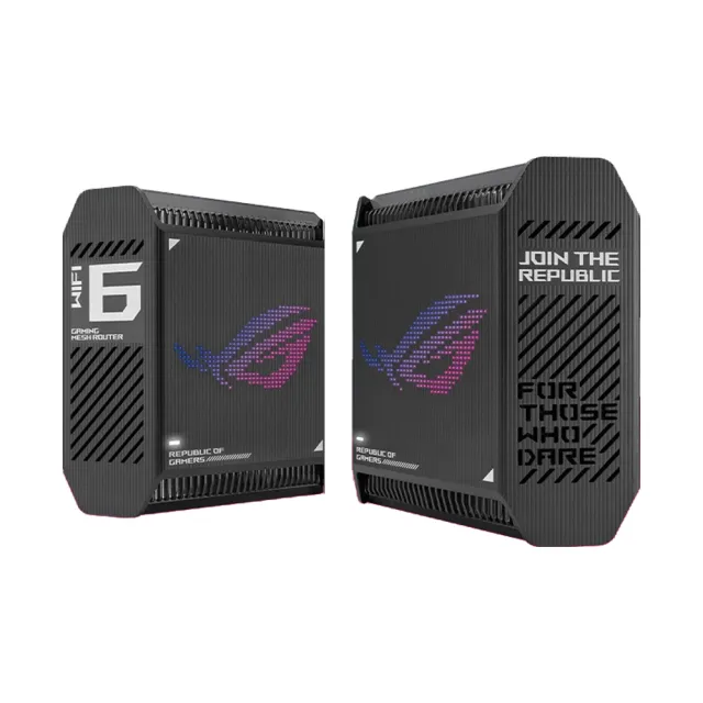 【ASUS 華碩】2入 ★ WiFi 6 三頻 AX10000 Mesh RGB燈效 2.5G埠 電競 路由器/分享器-黑(ROG Rapture GT6)