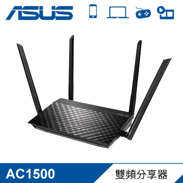 ASUS 華碩 RT-AC1500G PLUS 雙頻無線分享器 黑色