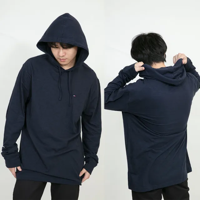 【Tommy Hilfiger】Tommy Hilfiger 薄帽T 電繡logo 純棉 大尺碼 長袖 連帽 無刷毛 帽T 平輸品(帽T 9201AA3)