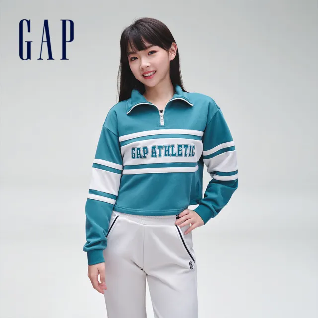 【GAP】女裝 Logo印花翻領長袖上衣-多色可選(405064)