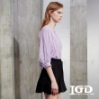 【IGD 英格麗】速達-網路獨賣款-氣質壓褶蝙蝠袖造型上衣(紫色)
