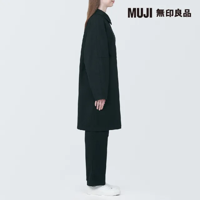 【MUJI 無印良品】MUJI Labo不易燃折領大衣(黑色)