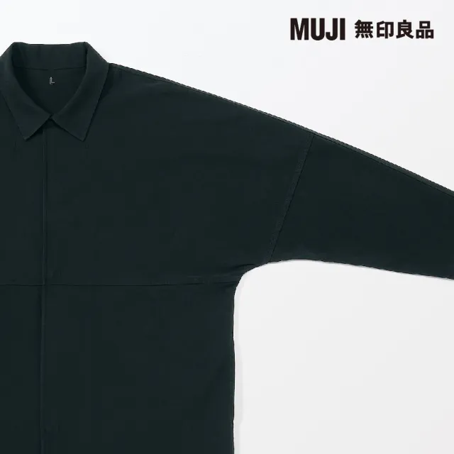 【MUJI 無印良品】MUJI Labo不易燃折領大衣(黑色)