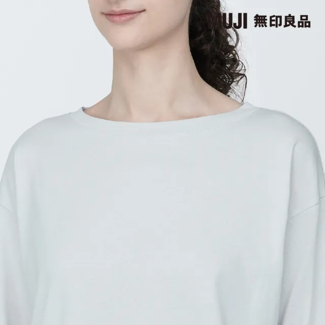 【MUJI 無印良品】女棉混天竺船領七分袖T恤(共7色)