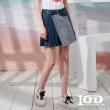 【IGD 英格麗】速達-網路獨賣款-俏麗雙色百褶牛仔短裙(藍色)