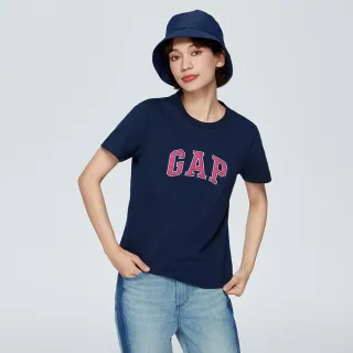 【GAP】女裝 Logo純棉圓領短袖T恤-海軍藍(402168)