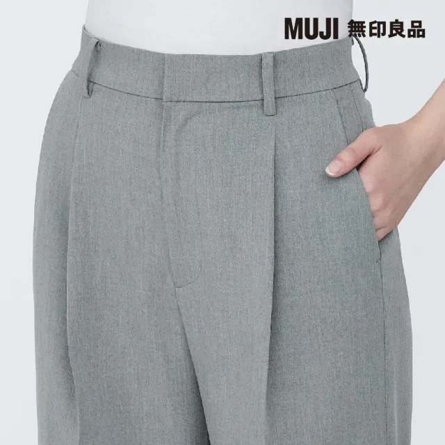 【MUJI 無印良品】女聚酯纖維不易起皺打褶直筒褲(共3色)