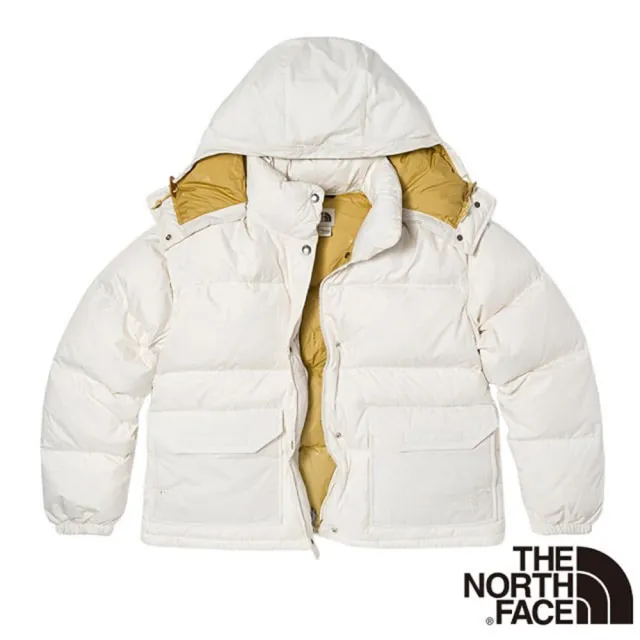 【The North Face】女 防風防潑水可拆式連帽羽絨外套.適登山健行.賞雪滑雪(7QVW-N3N 白色)