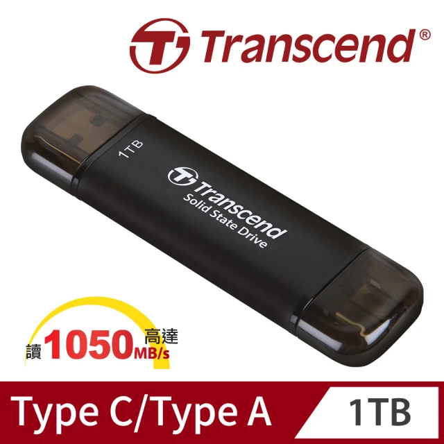 【Transcend 創見】ESD310C 1TB USB3.2 雙介面固態行動碟-太空黑(TS1TESD310C)