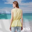 【IGD 英格麗】速達-網路獨賣款-荷葉收腰綁帶無袖上衣(黃色)