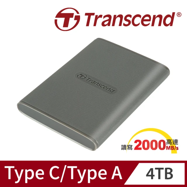 【Transcend 創見】ESD360C 4TB USB3.2/Type C 雙介面行動固態硬碟-古典灰(TS4TESD360C)