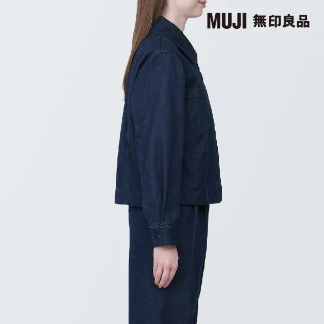 【MUJI 無印良品】女吉貝木棉混丹寧襯衫外套(暗藍)