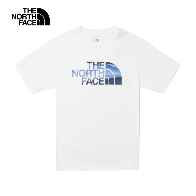 The North Face 官方旗艦 北面男款白色純棉品牌風景LOGO寬鬆短袖T恤｜88GMFN4(上衣/LOGO)