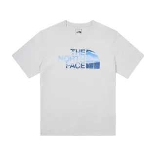 【The North Face】北面男款灰色純棉品牌風景LOGO寬鬆短袖T恤｜88GMA0M