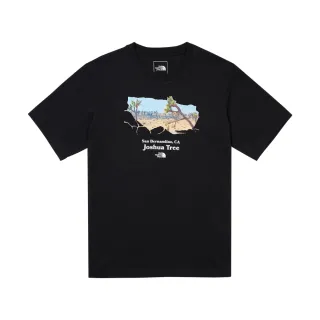 【The North Face】北面男款黑色沙漠綠洲印花寬鬆短袖T恤｜88GJJK3