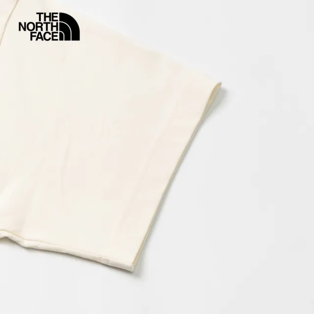 【The North Face】北面女款米白色大尺寸品牌LOGO花卉印花寬鬆短袖T恤｜88G6QLI