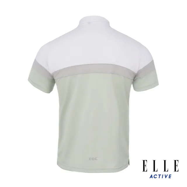 【ELLE ACTIVE】男款 休閒撞色拼接短袖POLO衫-淺綠色(EA24M2M1102#41)