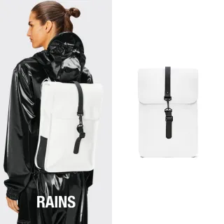【RAINS官方直營】Backpack Mini 經典防水小型雙肩背長型背包(Powder 雪粉白)