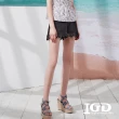 【IGD 英格麗】速達-網路獨賣款-氣質純色蕾絲拼接短褲(黑色)