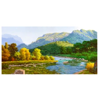 【御畫房】春水溪流 國家一級畫師手繪油畫60×120cm(VF-113)