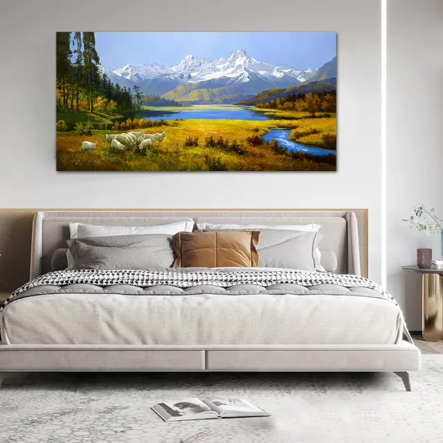 御畫房】天山溪流國家一級畫師手繪油畫60×120cm(VF-150) - momo購物網