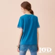 【IGD 英格麗】速達-網路獨賣款-老虎印圖蕾絲拼接長版棉T(藍色)