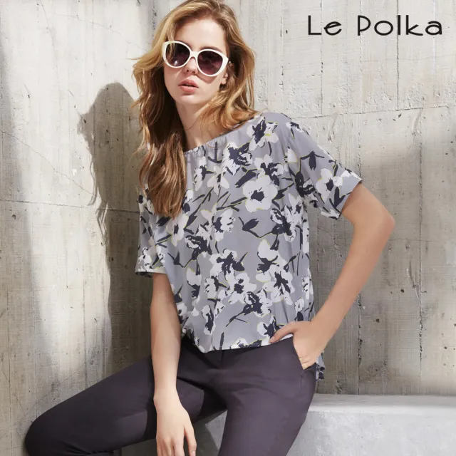 【Le Polka】細緻棉質印花造型上衣-女