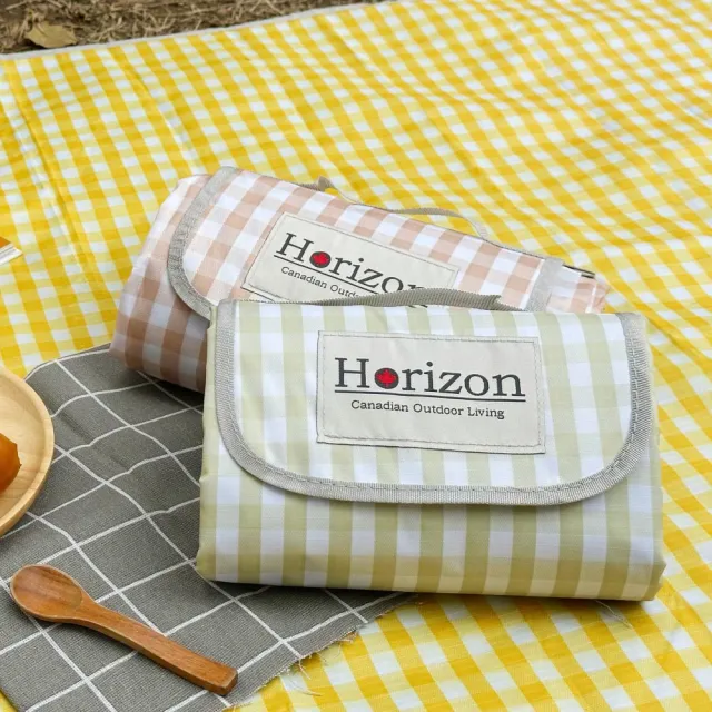 【Horizon 天際線】200x200cm法式格紋款防潮野餐墊(附專屬收納袋/牛津布野餐墊/加大野餐墊)