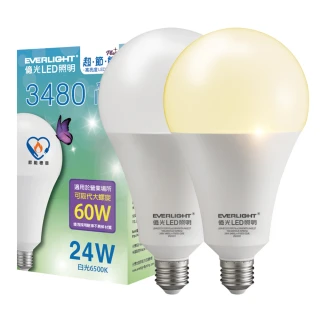 【Everlight 億光】1入組 24W LED超節能Plus球泡燈 BSMI 節能標章(白光/黃光)