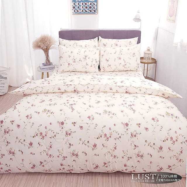 【Lust】法式玫瑰 100%純棉、雙人5尺精梳棉床包/枕套組 《不含被套》、台灣製