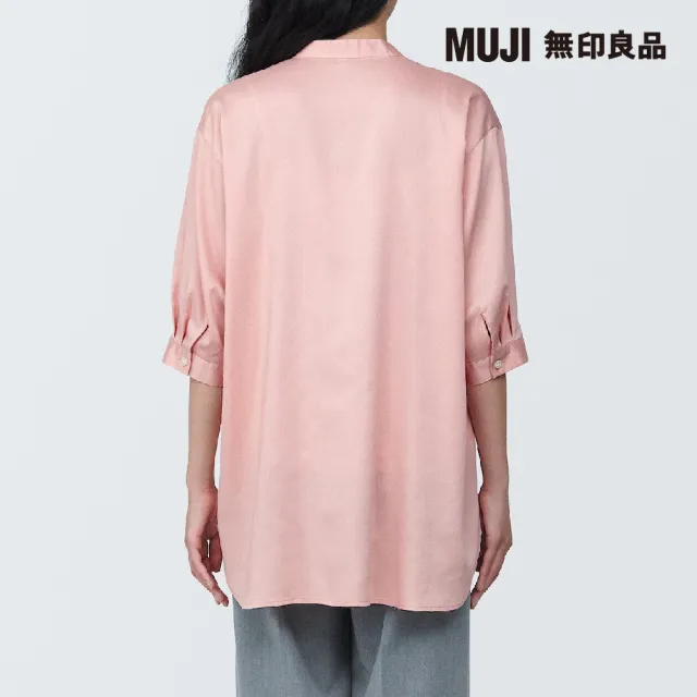 【MUJI 無印良品】女嫘縈混聚酯纖維五分袖長版衫(共3色)