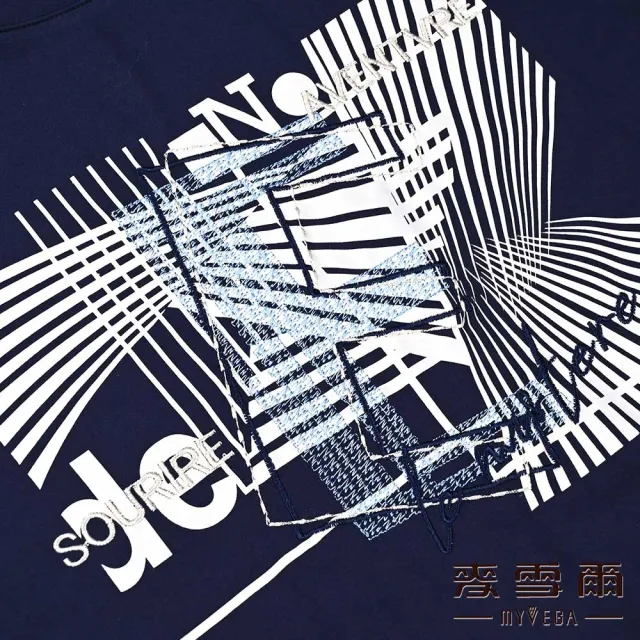 【MYVEGA 麥雪爾】字母刺繡彈性休閒上衣-深藍(2024春夏新品)