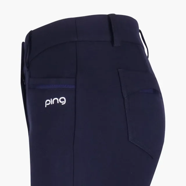 【PING】女款雙扣貼袋高彈性內刷毛長褲-深藍(蓄熱保溫/GOLF/高爾夫球褲/RE23207-58)
