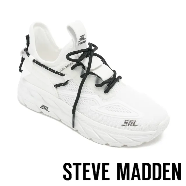 【steve madden】PROPEL 1 透氣網布厚底休閒鞋(白色)