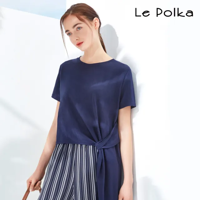 【Le Polka】立體剪裁綁結識造型T恤-女